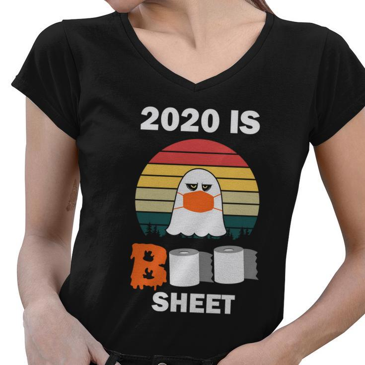 2020 Is Boo Sheet Halloween Quote Women V-Neck T-Shirt