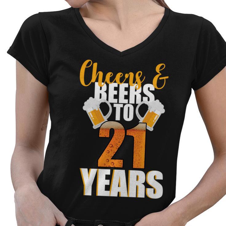 21St Birthday Cheers & Beers To 21 Years Tshirt Women V-Neck T-Shirt