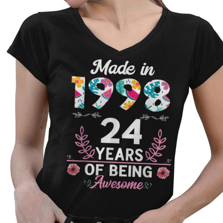 24 Years Old Gifts 24Th Birthday Born In 1998 Women Girls  V2 Women V-Neck T-Shirt