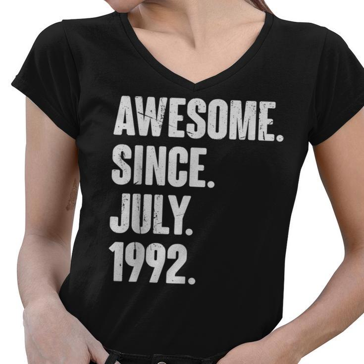30 Year Old Gift 30Th Birthday Awesome Since July 1992   Women V-Neck T-Shirt