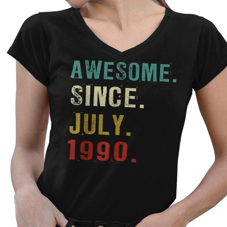 32 Years Old Awesome Since July 1990 32Nd Birthday Gifts  Women V-Neck T-Shirt