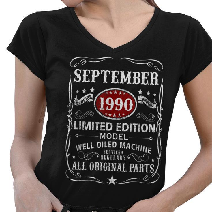 32 Years Old Gifts 32Nd Birthday Decoration September 1990  Women V-Neck T-Shirt