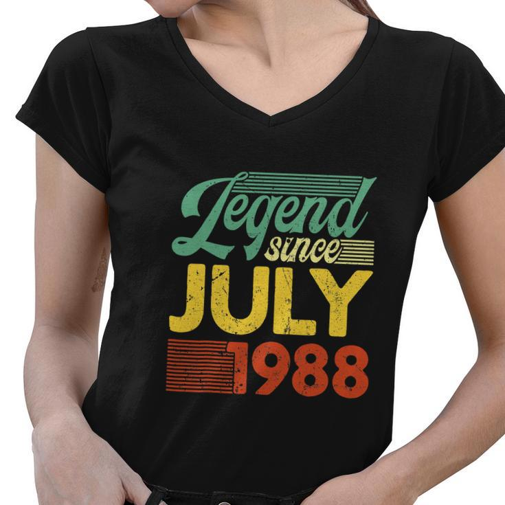 34 Years Old Legend Since July 1988 34Th Birthday Women V-Neck T-Shirt