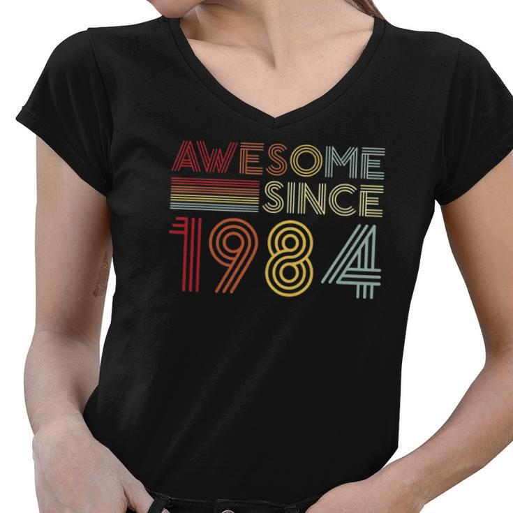 38Th Birthday 1984 Made In 1984 Awesome Since 1984 Birthday Gift Women V-Neck T-Shirt
