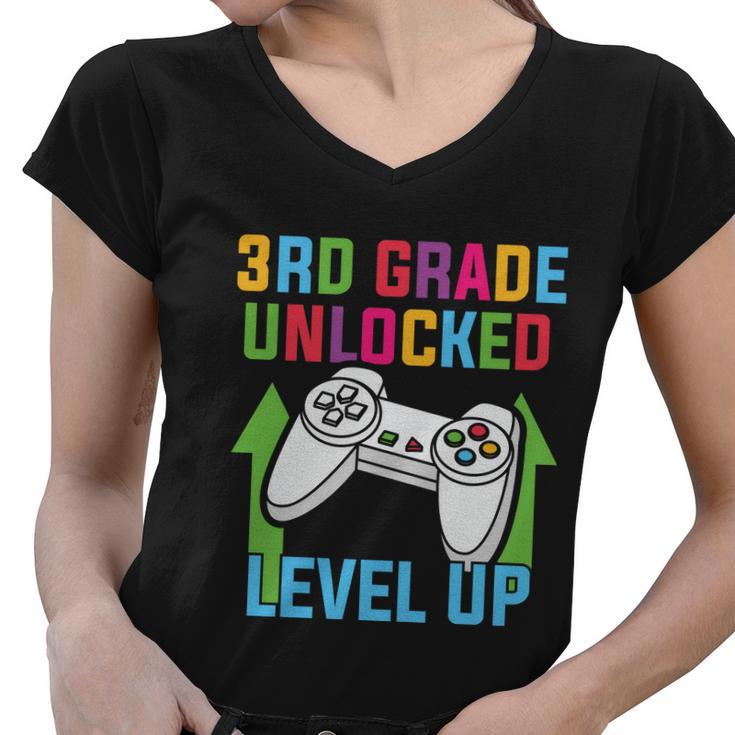 3Rd Grade Unlocked Level Up Back To School First Day Of School Women V-Neck T-Shirt