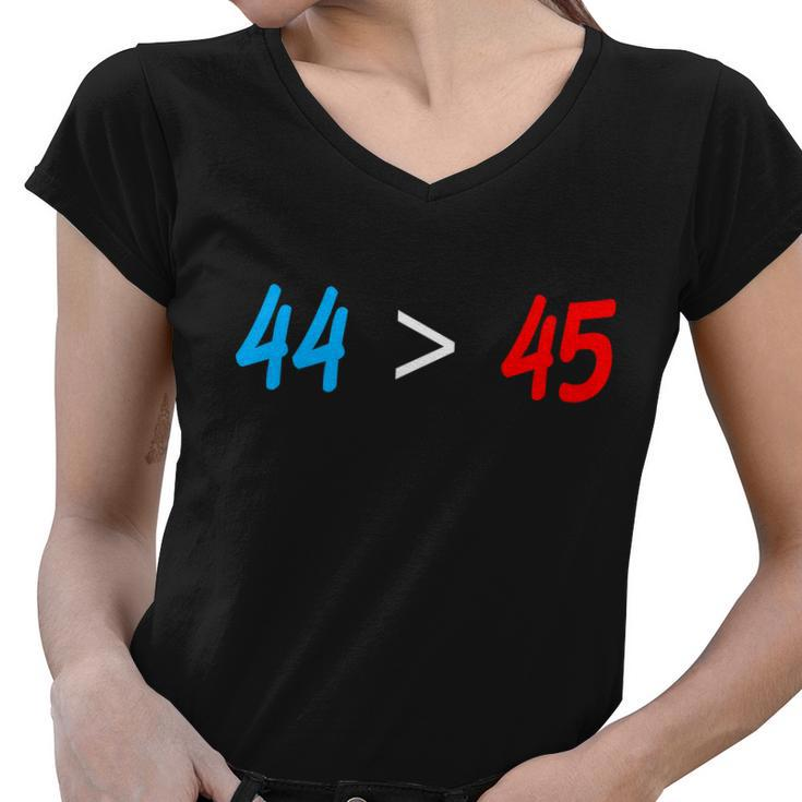 44  45 Red White Blue 44Th President Is Greater Than 45 Tshirt Women V-Neck T-Shirt