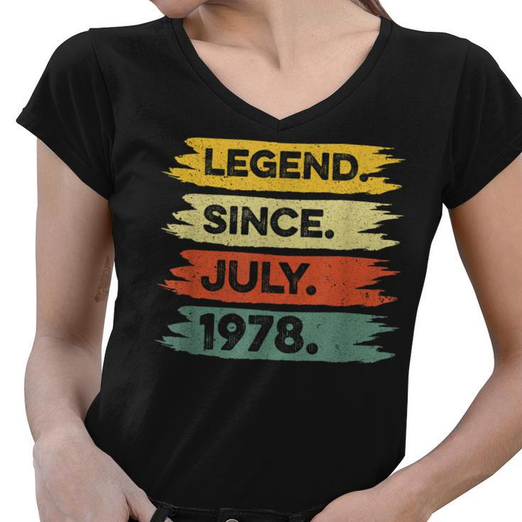 44Th Birthday Retro Vintage Legend Since July 1978  Women V-Neck T-Shirt