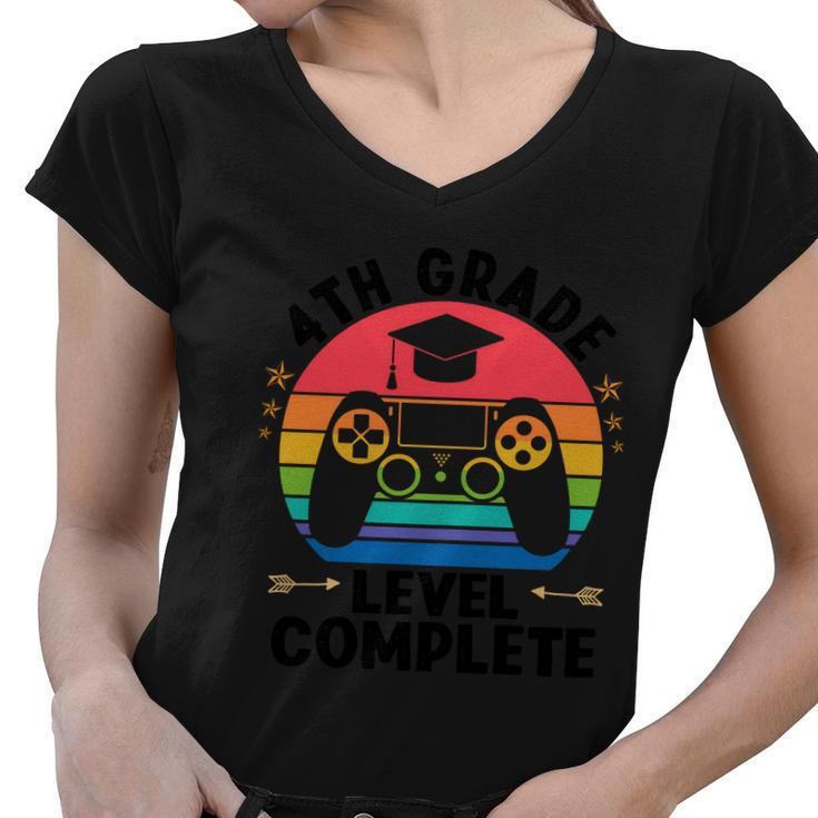 4Th Grade Level Complete Game Back To School Women V-Neck T-Shirt