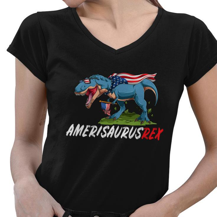 4Th July T Rex America Dinosaur Independence Day Patriot Usa Gift Women V-Neck T-Shirt