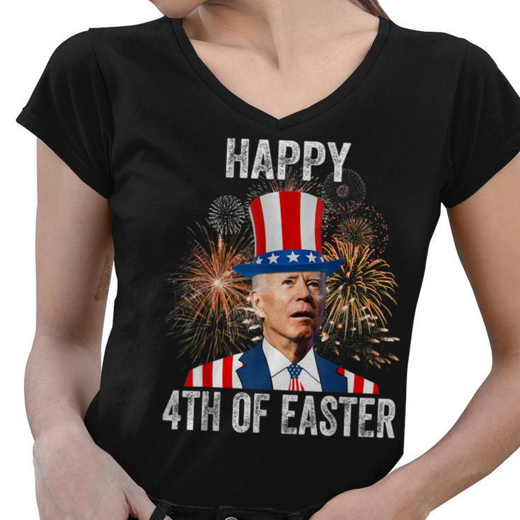 4Th Of Easter Funny Happy 4Th Of July Anti Joe Biden  Women V-Neck T-Shirt