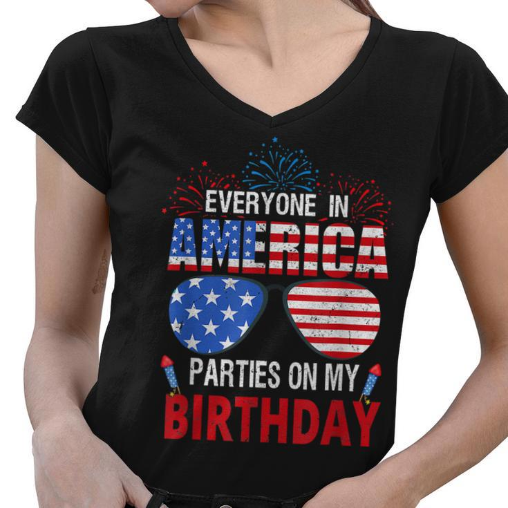 4Th Of July Birthday Gifts Funny Bday Born On 4Th Of July  Women V-Neck T-Shirt