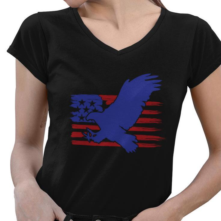 4Th Of July Eagle American Flag Proud American Women V-Neck T-Shirt