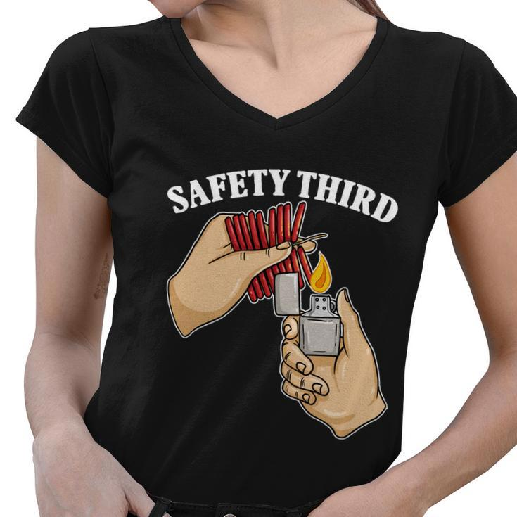 4Th Of July Firecracker Safety Third Funny Fireworks Gift Women V-Neck T-Shirt