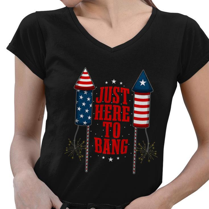 4Th Of July Funny Fireworks Patriotic American Firecracker Women V-Neck T-Shirt