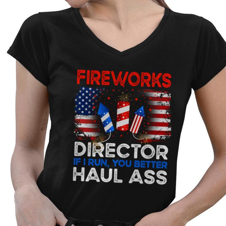 4Th Of July Men Fireworks Director If I Run You Run Funny Women V-Neck T-Shirt