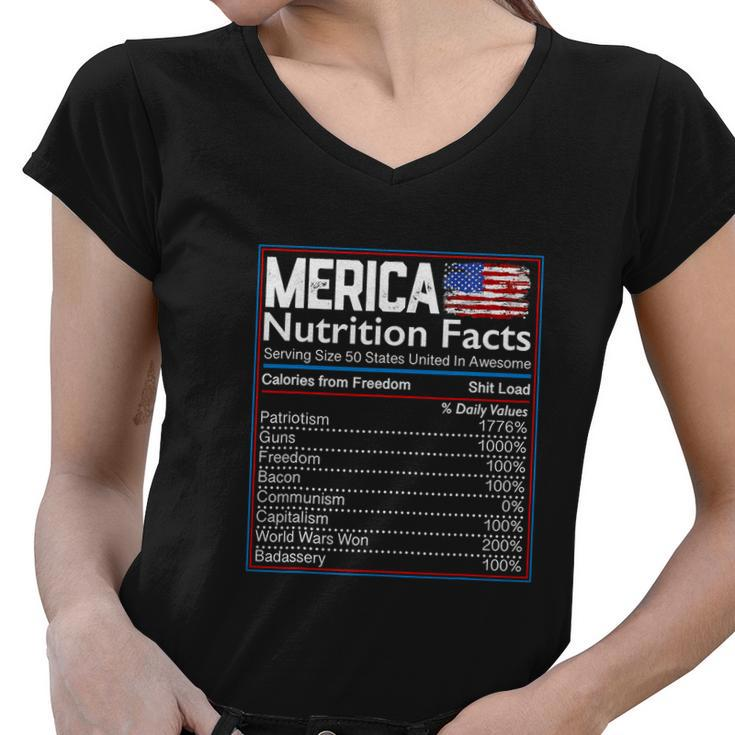 4Th Of July Proud American Shirt Merica Nutrition Facts Women V-Neck T-Shirt