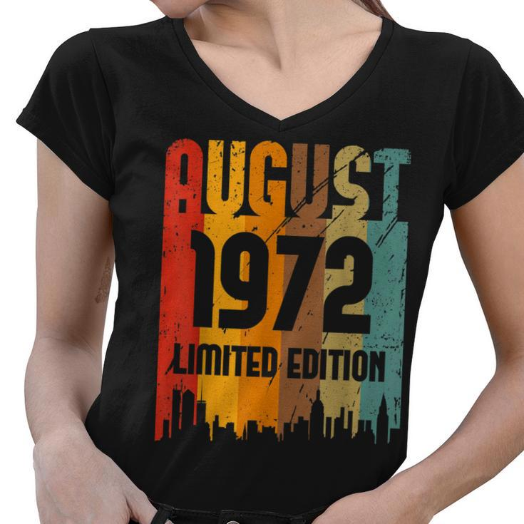 50 Years Old Vintage Awesome Since August 1972 50Th Birthday  Women V-Neck T-Shirt