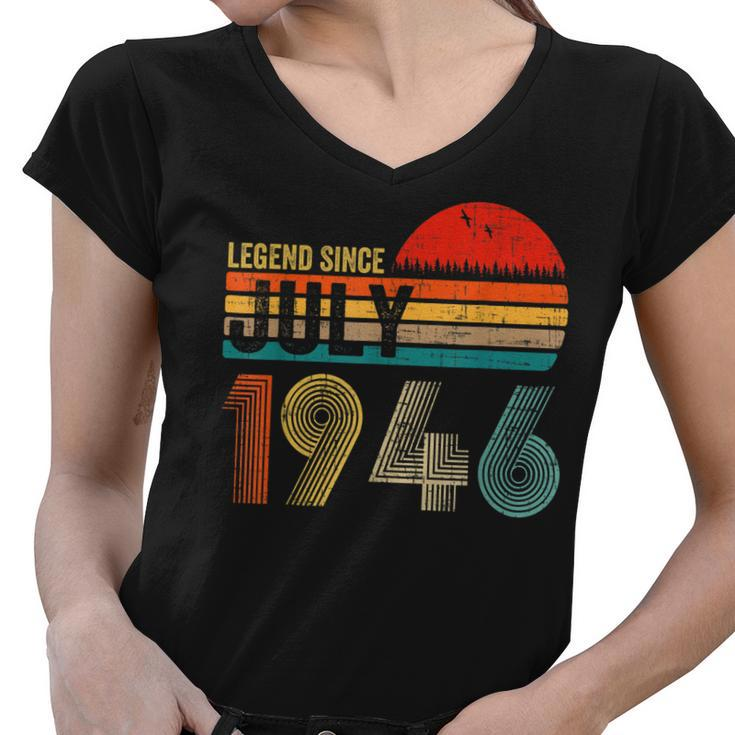 76 Years Old Retro Birthday Gifts Legend Since July 1946  Women V-Neck T-Shirt