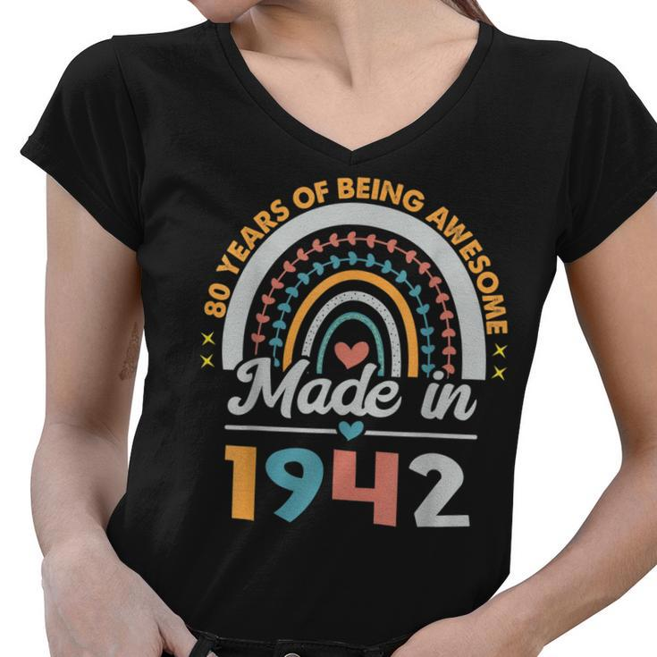 80 Years Old Gifts 80Th Birthday Born In 1942 Women Girls  Women V-Neck T-Shirt