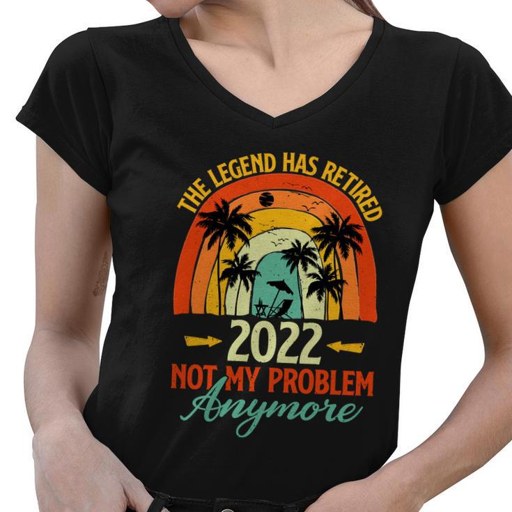 90S Retro Summer Rainbow The Legend Has Retired 2022 Not My Problem Anymore Tshirt Women V-Neck T-Shirt