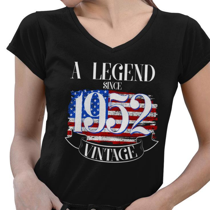 A Legend Since 1952 Vintage Usa Flag 70Th Birthday Tshirt Women V-Neck T-Shirt