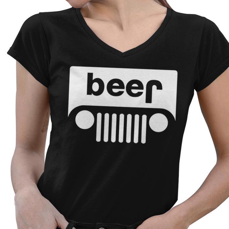 Adult Beer Funny Upside Down Logo Tshirt Women V-Neck T-Shirt