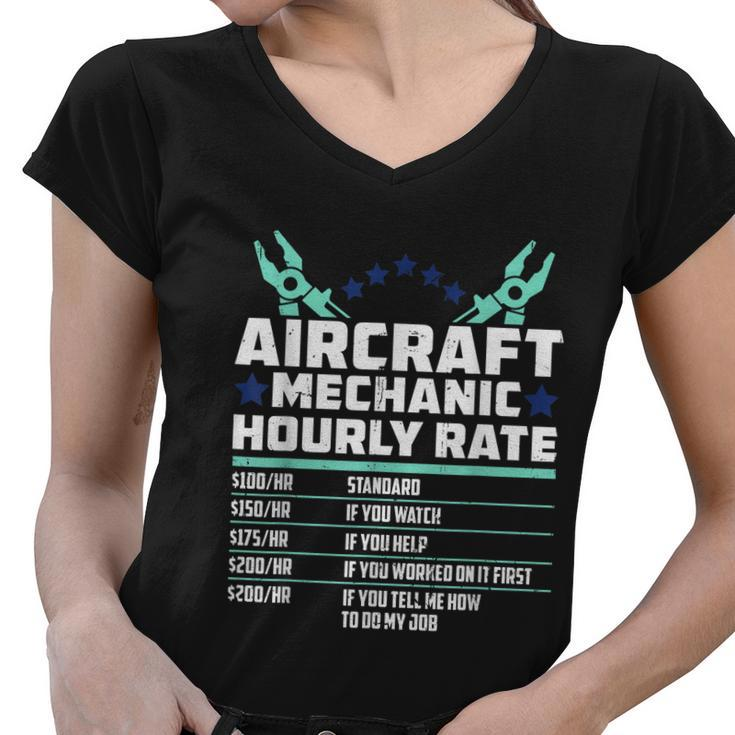 Aircraft Technician Hourly Rate Airplane Plane Mechanic Women V-Neck T-Shirt