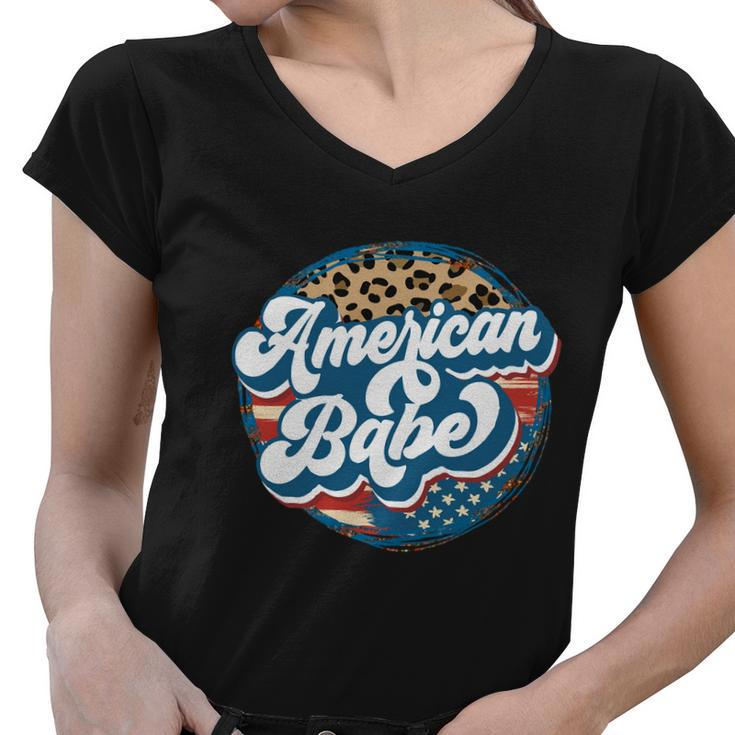 All American Babe Cute Funny 4Th Of July Independence Day Graphic Plus Size Top Women V-Neck T-Shirt