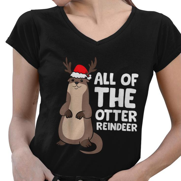 All Of The Otter Reindeer Reindeer Christmas Holiday Graphic Design Printed Casual Daily Basic Women V-Neck T-Shirt