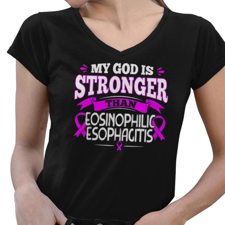 Allergic Oesophagitis Awareness Ribbon Gift For Eoe Patients Women V-Neck T-Shirt