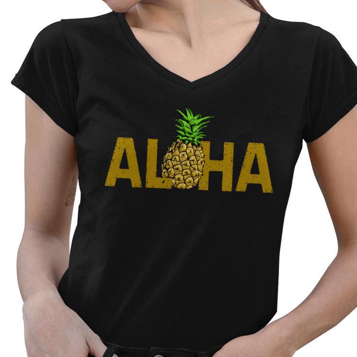 Aloha Summer Pineapple Women V-Neck T-Shirt