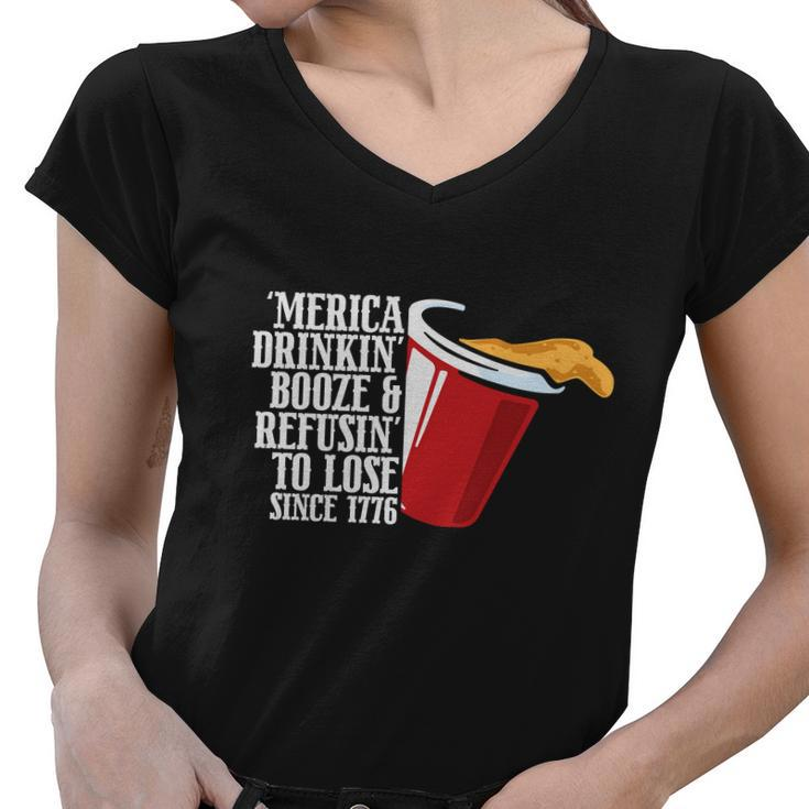 America Drinking Booze Refusing To Lose Since 1776 Plus Size Shirt For Men Women Women V-Neck T-Shirt