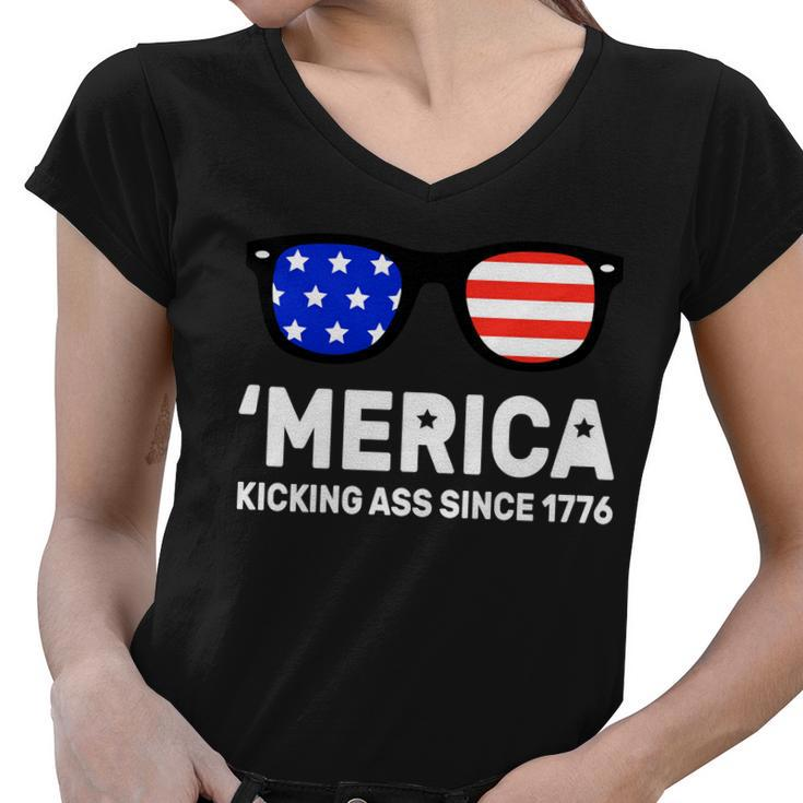 America Kicking Ass Since 1776 Tshirt Women V-Neck T-Shirt