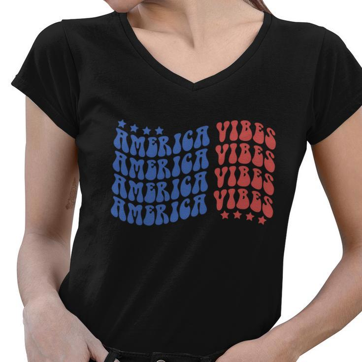 America Vibes 4Th Of July Women V-Neck T-Shirt