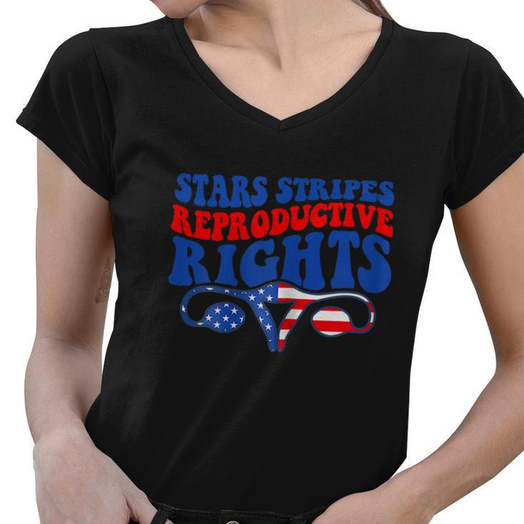 American 4Th Of July Stars Stripes Reproductive Rights Women V-Neck T-Shirt