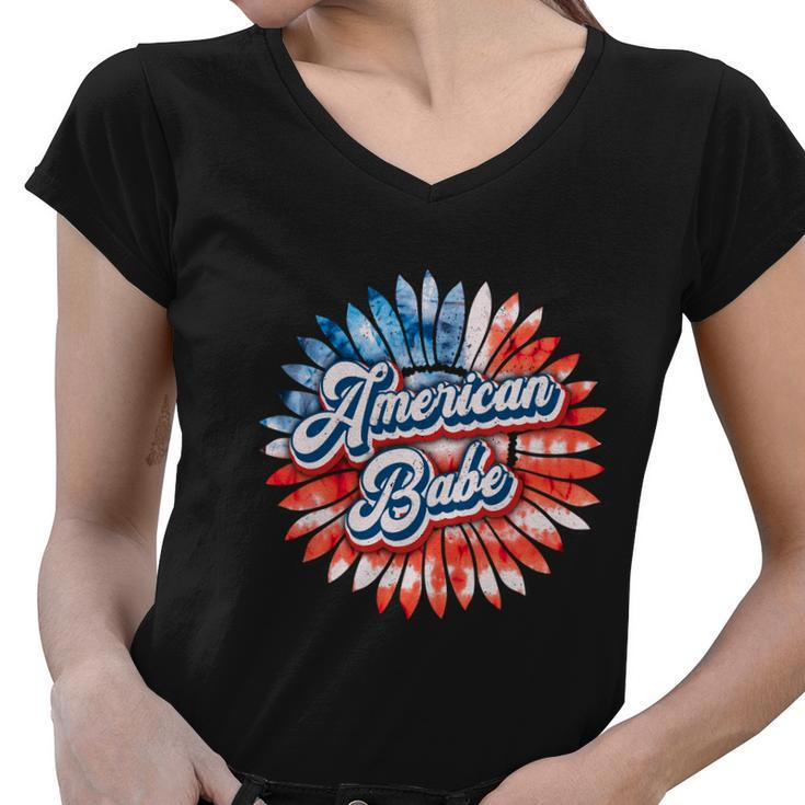 American Babe Sunflower Fourth Of July Graphic Plus Size Shirt For Men Women Women V-Neck T-Shirt