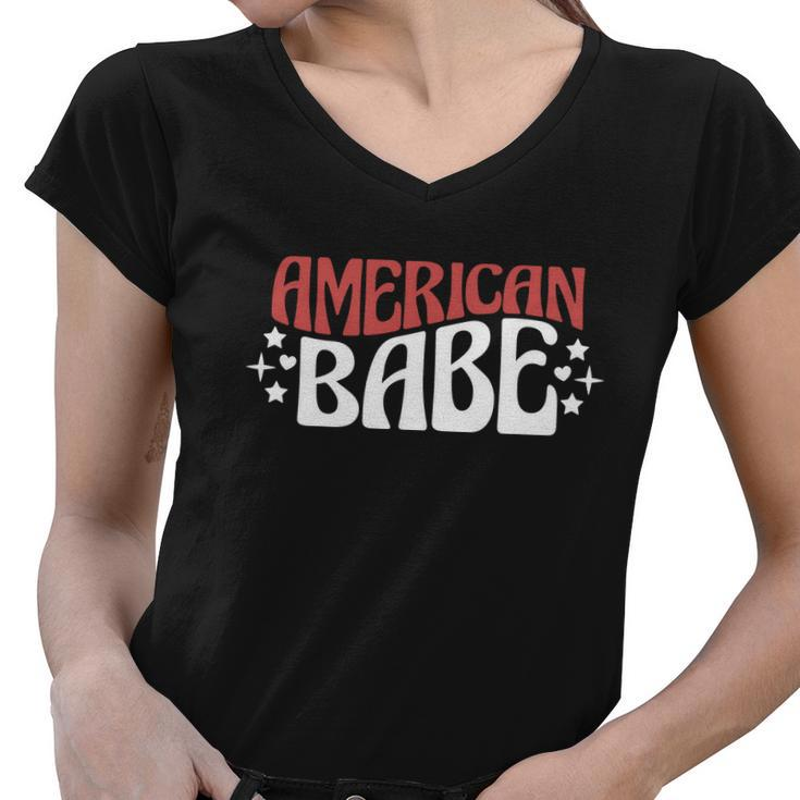 American Babe White 4Th Of July Women V-Neck T-Shirt