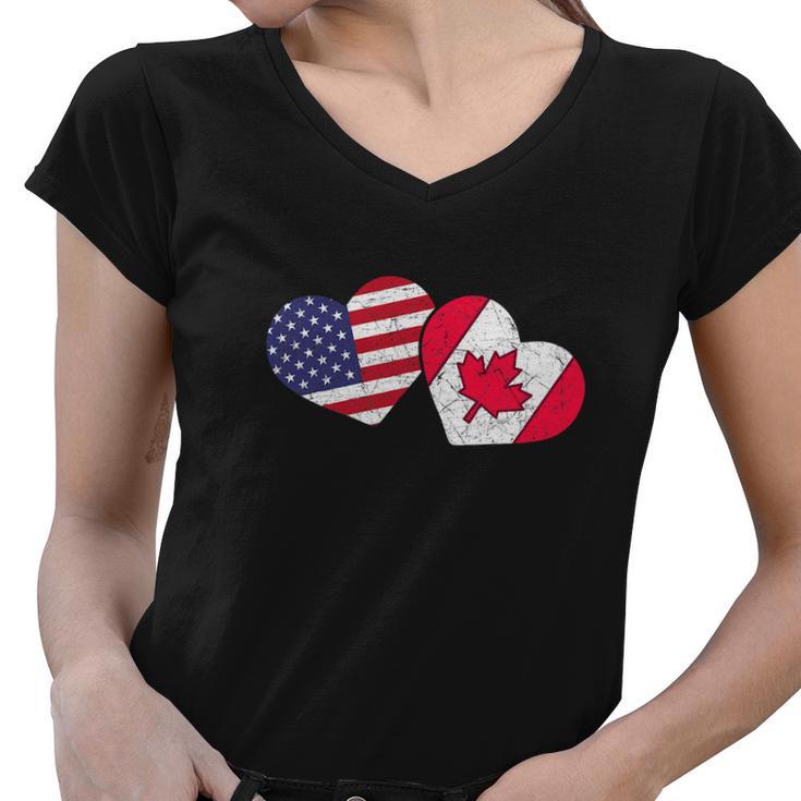 American Canadian Heart Canada Funny Women V-Neck T-Shirt