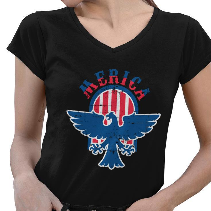 American Flag 4Th Of July Gift Patriotic Eagle Mullet Cool Gift Women V-Neck T-Shirt