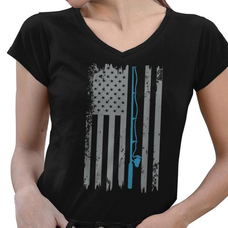 American Flag Fishing Shirt Vintage Fishing Tshirt Women V-Neck T-Shirt