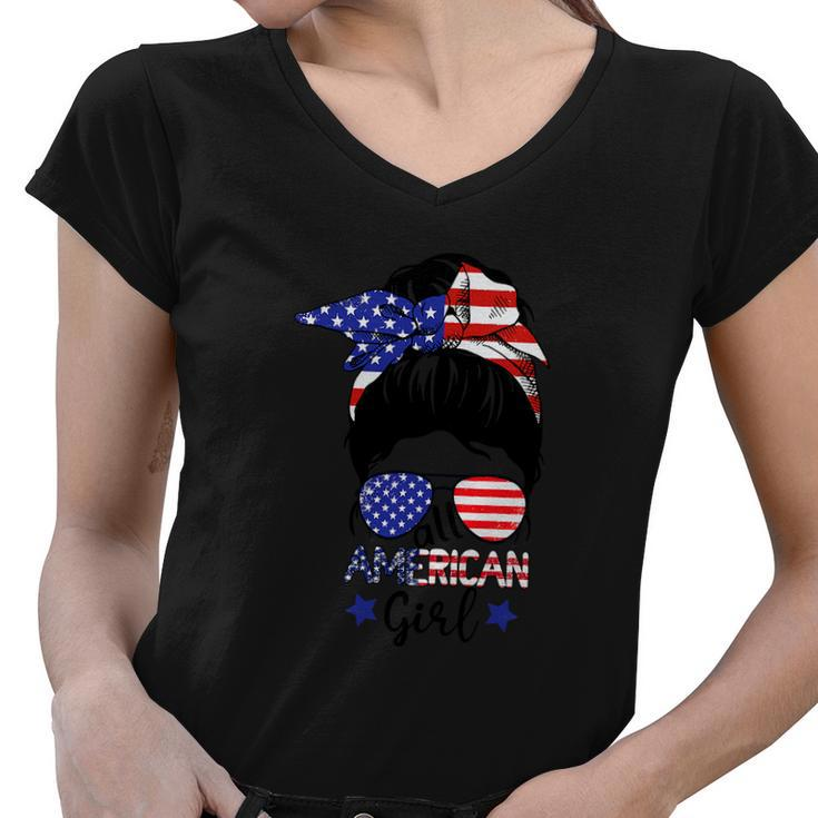 American Girl 4Th Of July V2 Women V-Neck T-Shirt