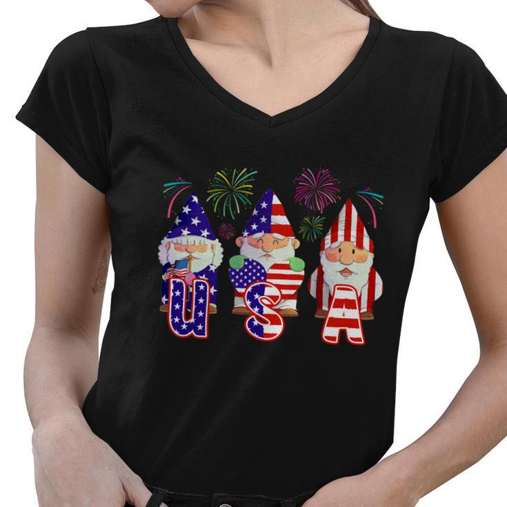 American Gnomes Usa 4Th Of July Women V-Neck T-Shirt