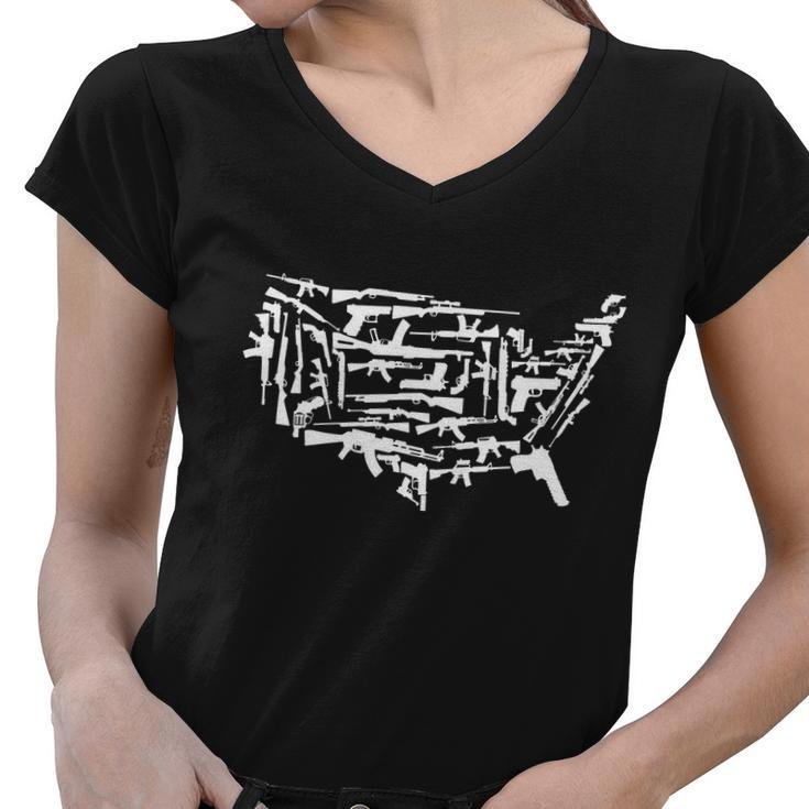 American Gun Map Women V-Neck T-Shirt