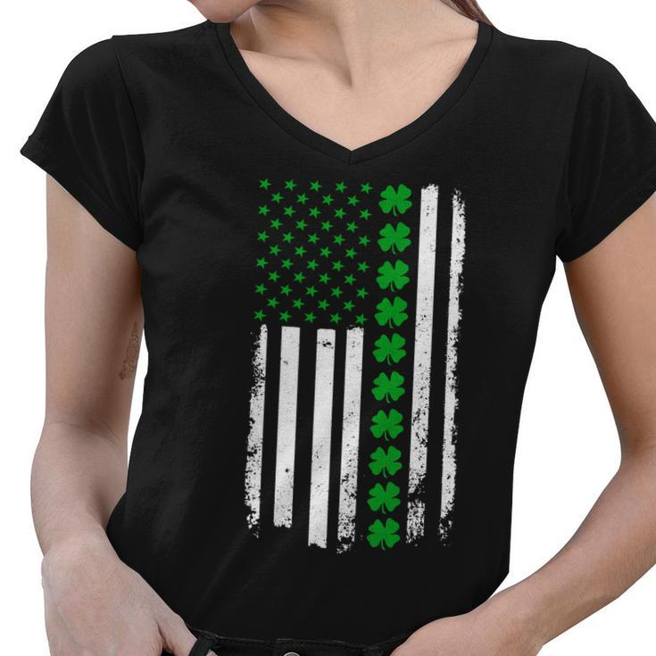 American Irish Clover Flag St Patricks Day Women V-Neck T-Shirt