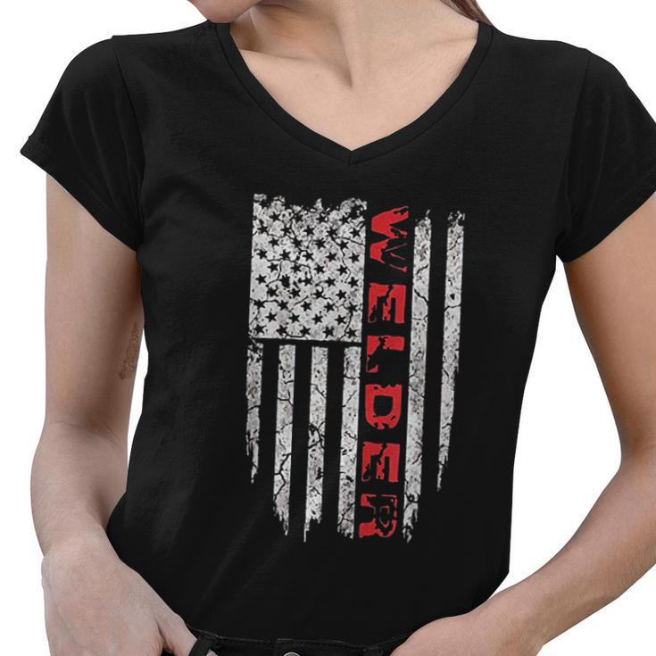 American Welder Proud Usa V2 Women V-Neck T-Shirt