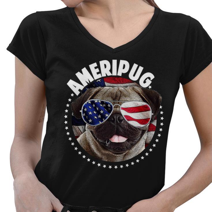 Ameripug Women V-Neck T-Shirt