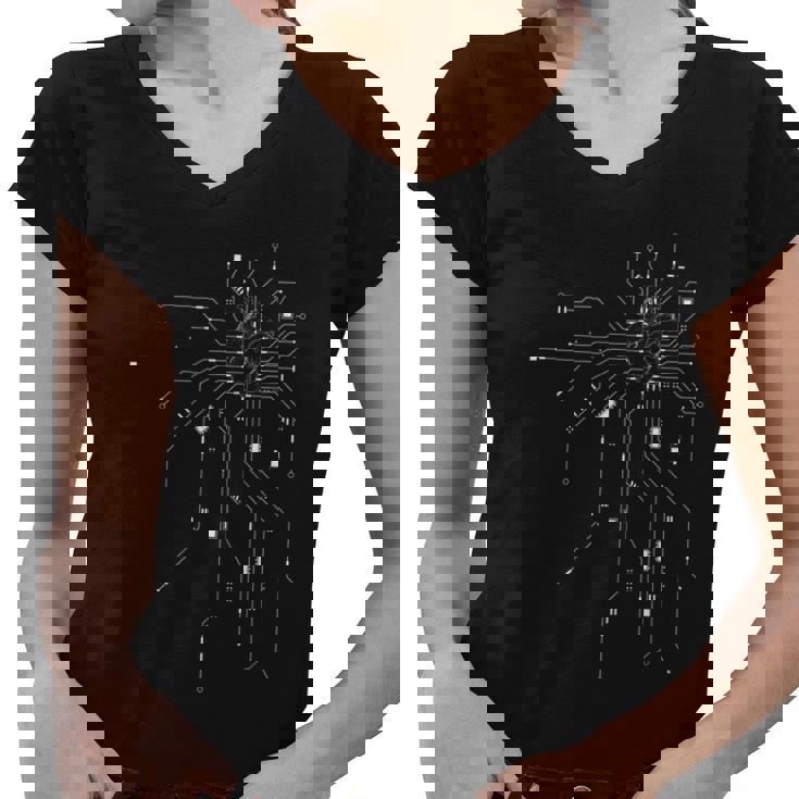 Anatomical Heart Cpu Processor Pcb Board Computer Programmer Women V-Neck T-Shirt
