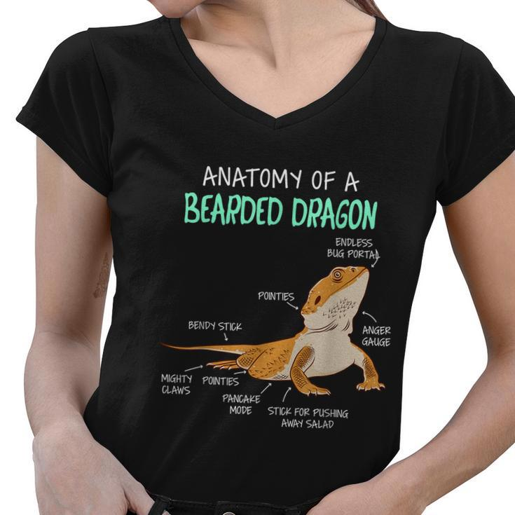 Anatomy Of A Bearded Dragon Bearded Dragon Lizard Pogona Reptile Women V-Neck T-Shirt