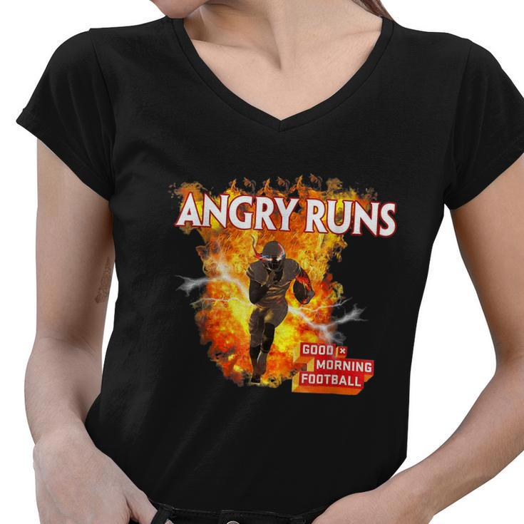 Angry Runs Good Morning Football Sport Lover Football Fan Tshirt Women V-Neck T-Shirt