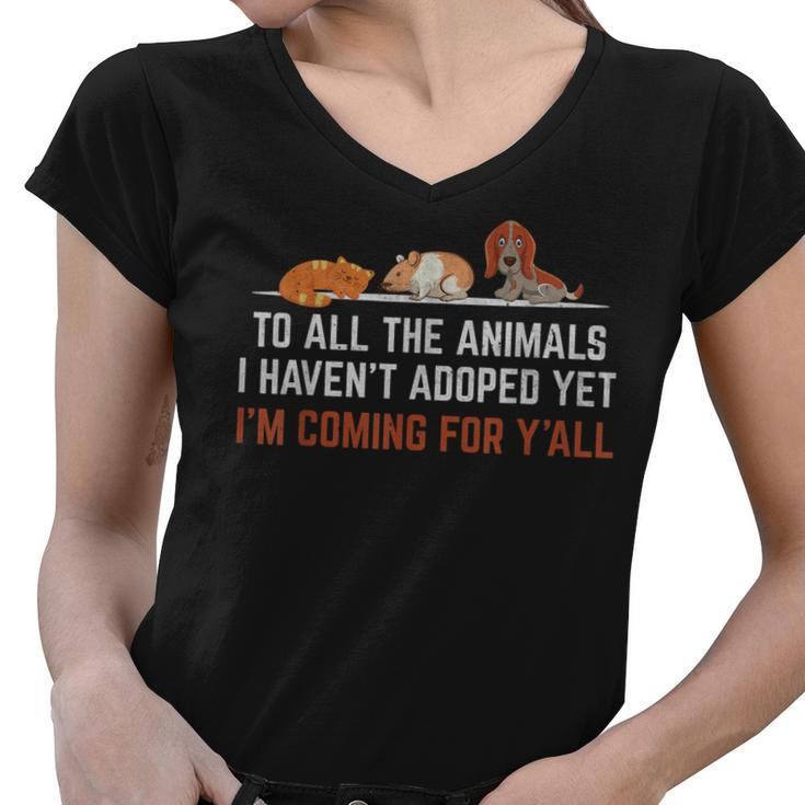 Animal Adoption Rescue Save Love Adopt Cat Dog Volunr Fun  Women V-Neck T-Shirt